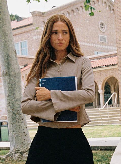 Anni Pinstripe Shirt Beige Product Image