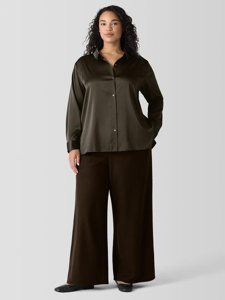 Eileen Fisher Buttery Soft Stretch Silk Shirt Product Image