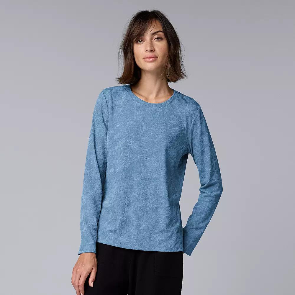 Women's Simply Vera Vera Wang Long Sleeve Crew Neck Tee, Size: XXL, Quiet Storm Grey Product Image