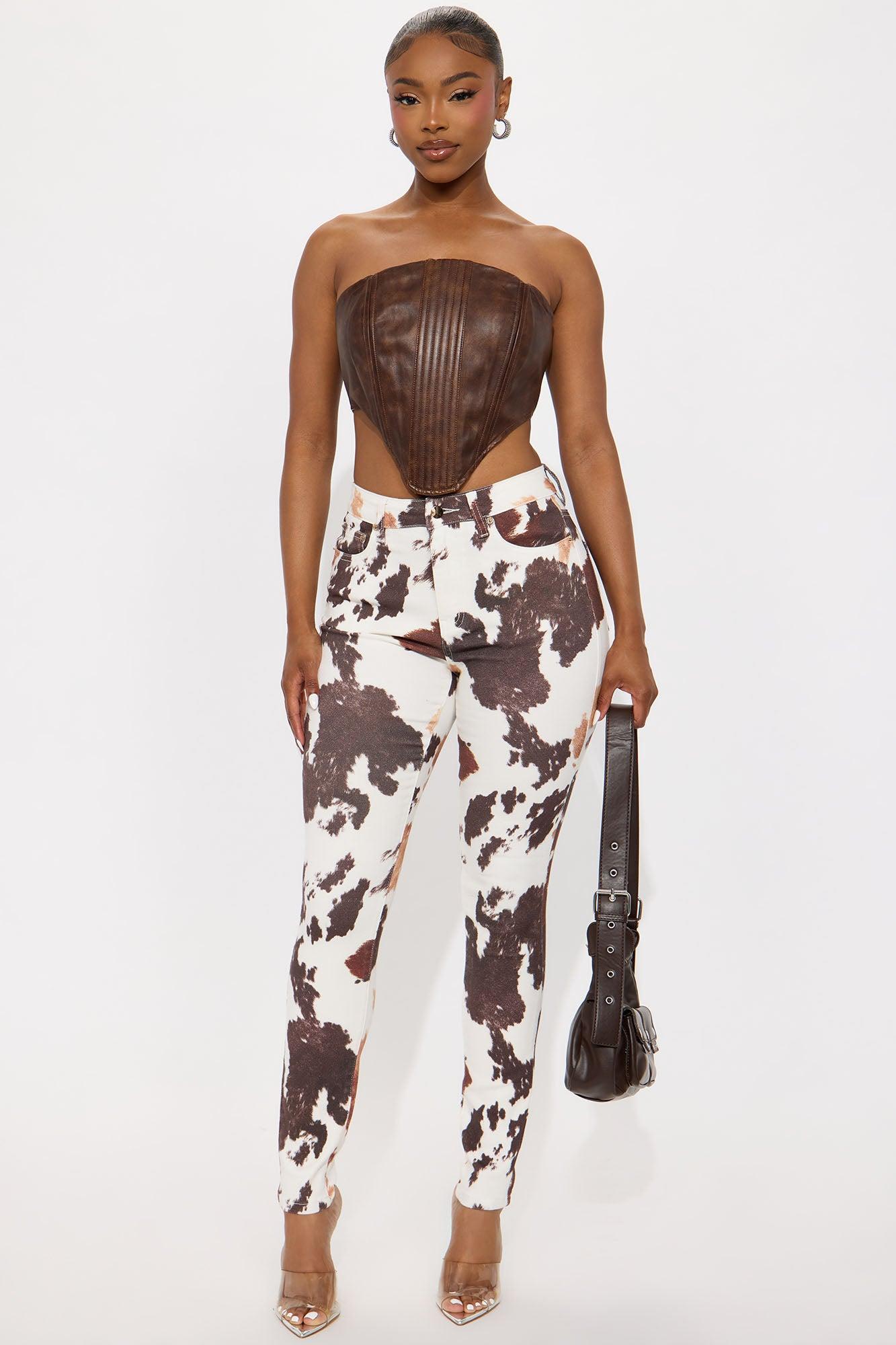 Pick Me Printed Skinny Jeans - Brown/combo Female Product Image