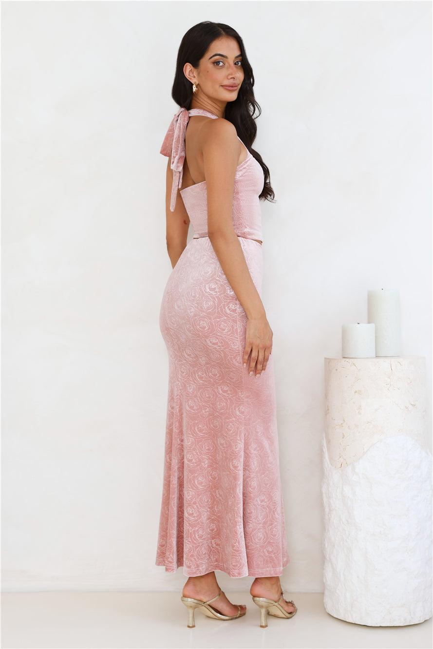 Velvet Gaze Halter Crop Top Pink Product Image