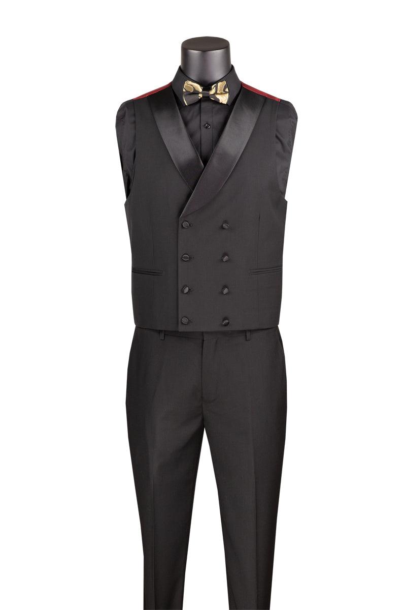 Black Gold Modern Fit 3 Piece Suit with Matching Bow Tie Product Image