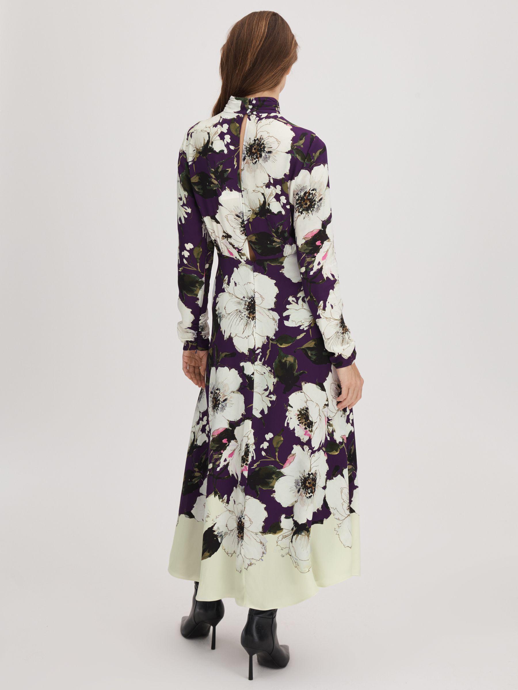 Florere Printed Zip Cuff Midi Dress in Blue/Khaki Product Image