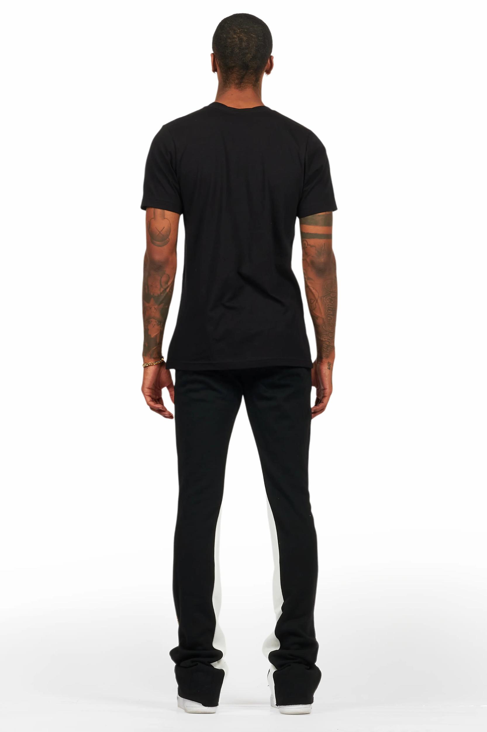 Beno Black T-Shirt/Baggy Stacked Pant Set Male Product Image