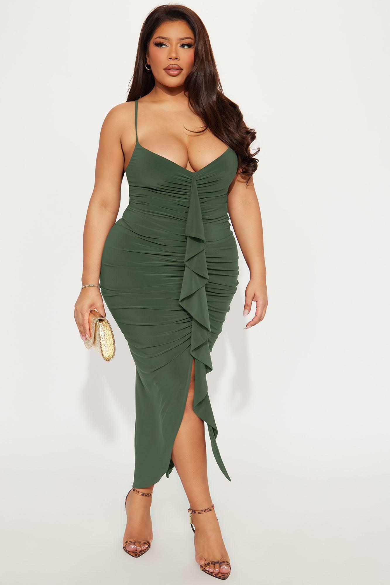 Gloria Midi Dress - Olive Female Product Image