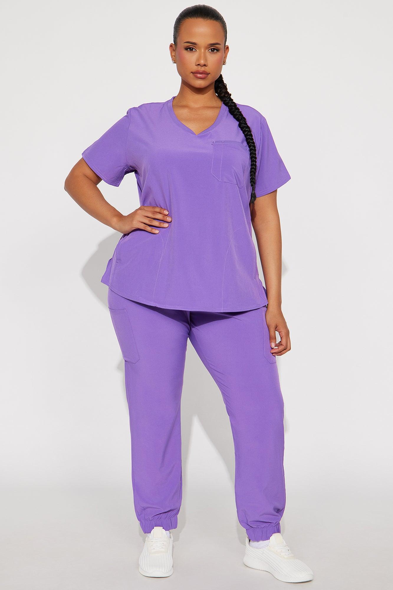 Daily Routine Stretch Uniform Scrub Jogger Set - Purple Product Image