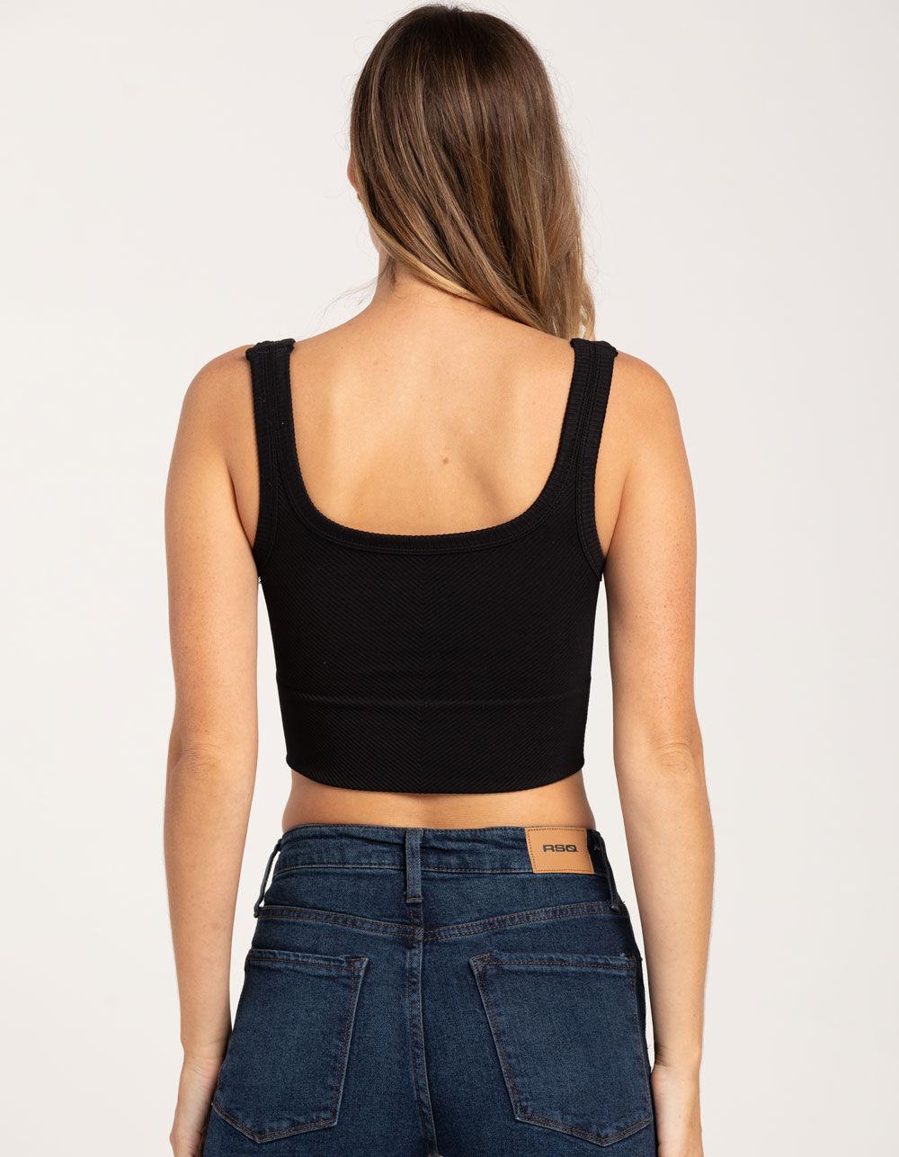 FULL TILT Seamless Chevron Womens Crop Tank Top - BLACK Product Image