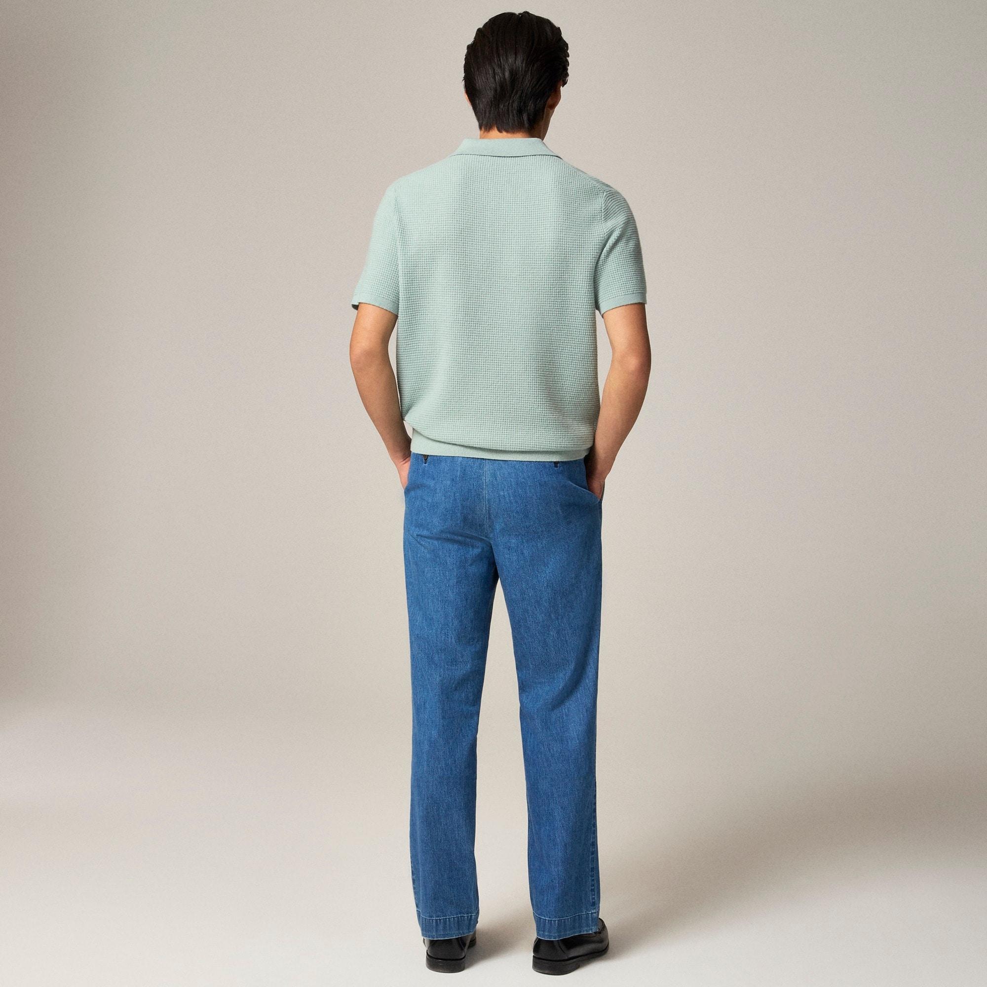 Short-sleeve cashmere waffle sweater-polo Product Image