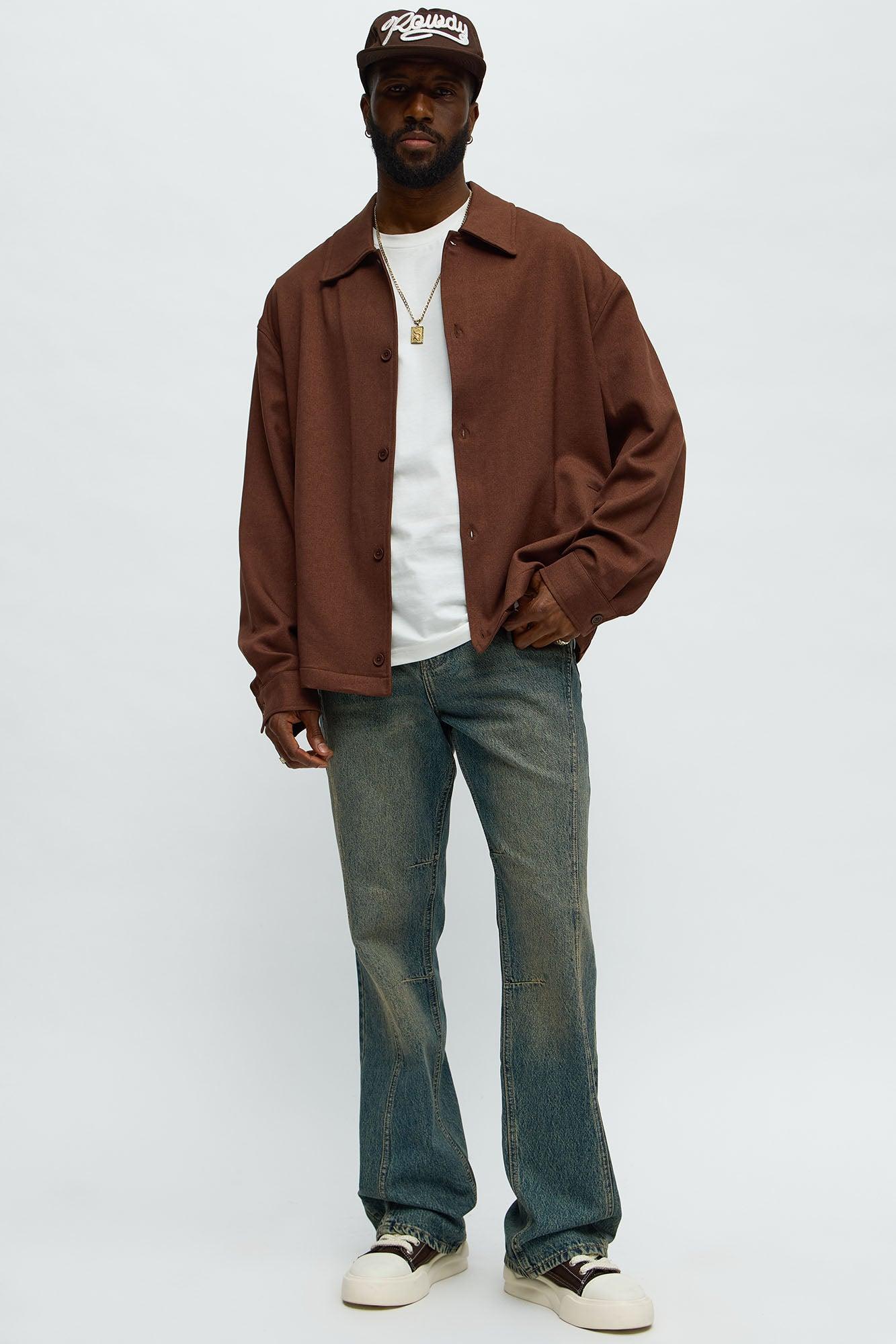 In The Middle Paneled Stacked Slim Flare Jeans - Vintage Blue Wash Male Product Image