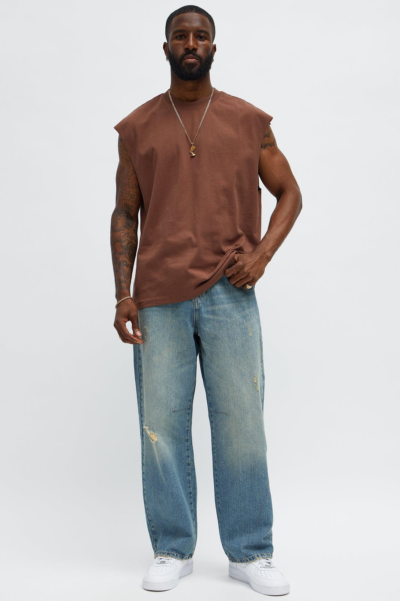 Relaxed Heavyweight Muscle Tee - Brown Male Product Image