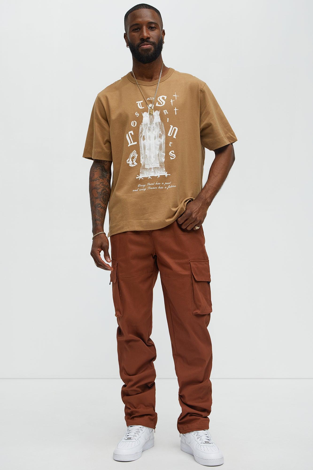 Lost Saints Oversized Short Sleeve Tee - LightBrown Male Product Image