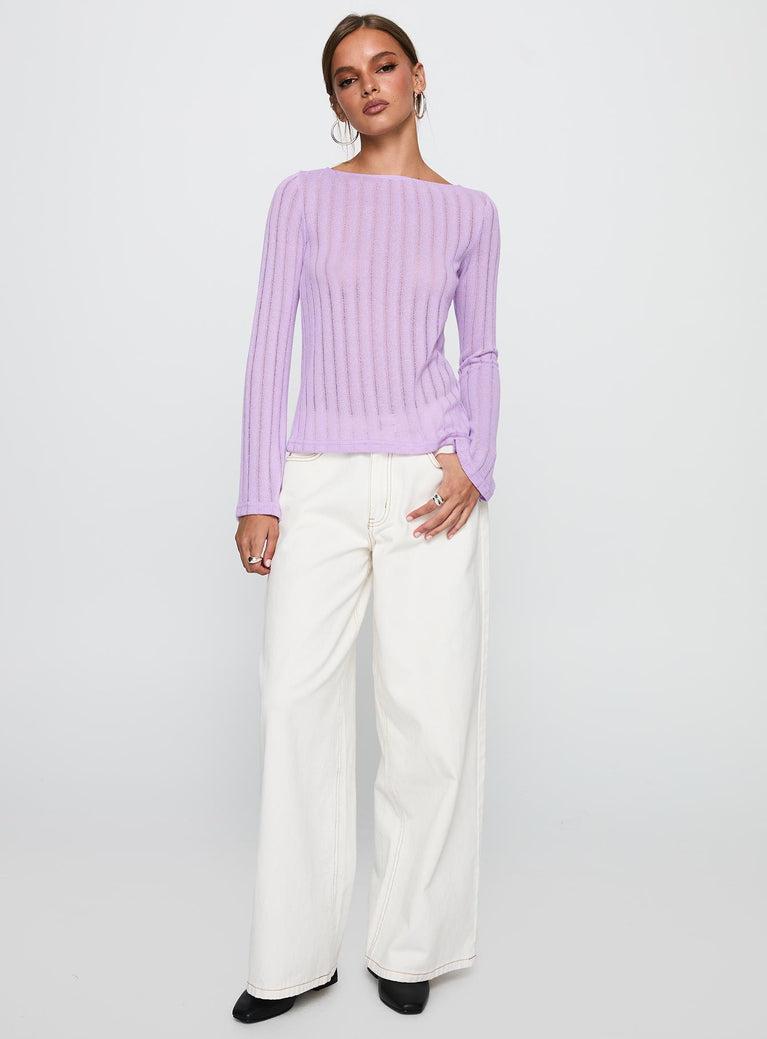 Tuppence Ribbed Long Sleeve Top Lilac Product Image