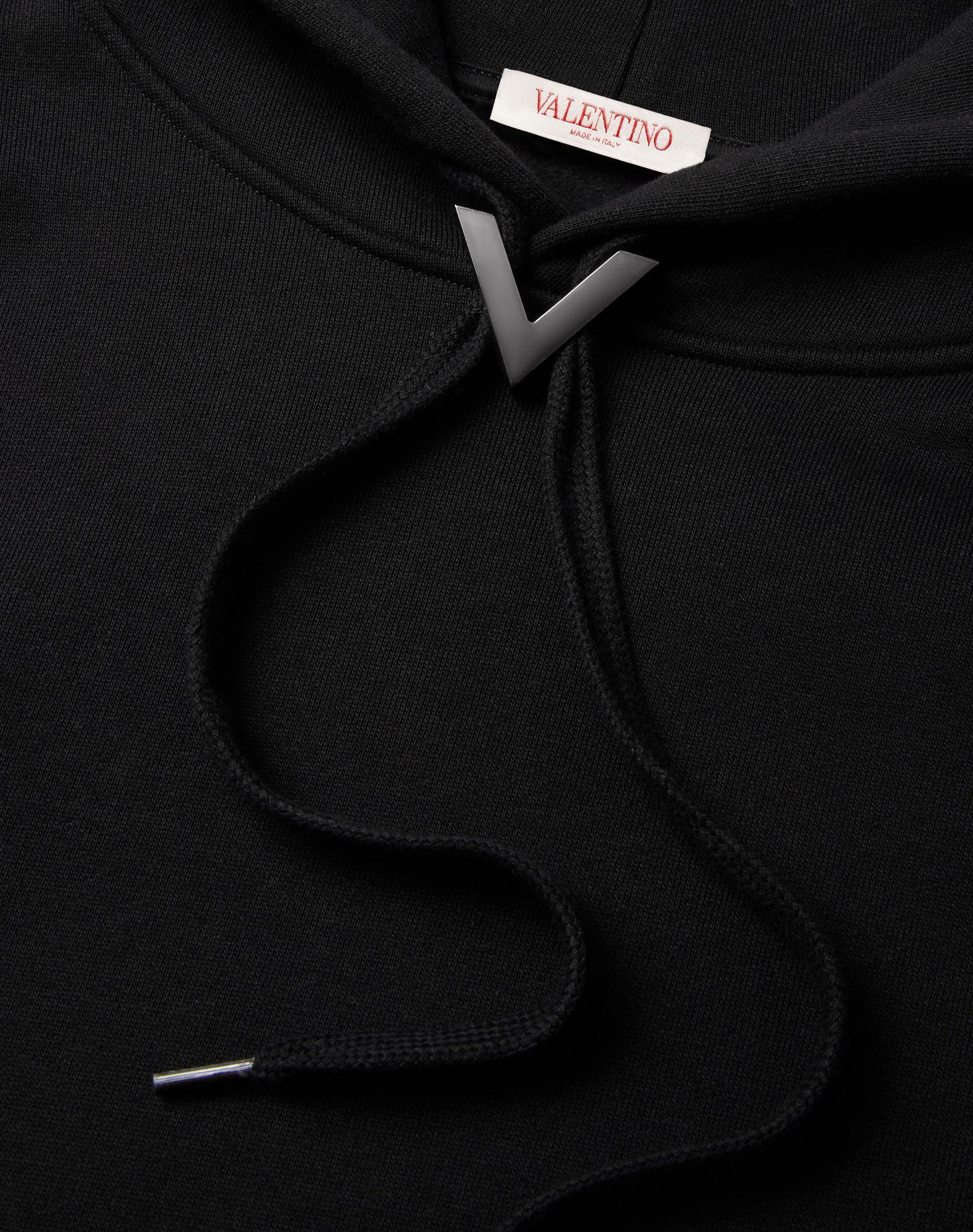 Cotton Hooded Sweatshirt With Metallic V Detail Product Image