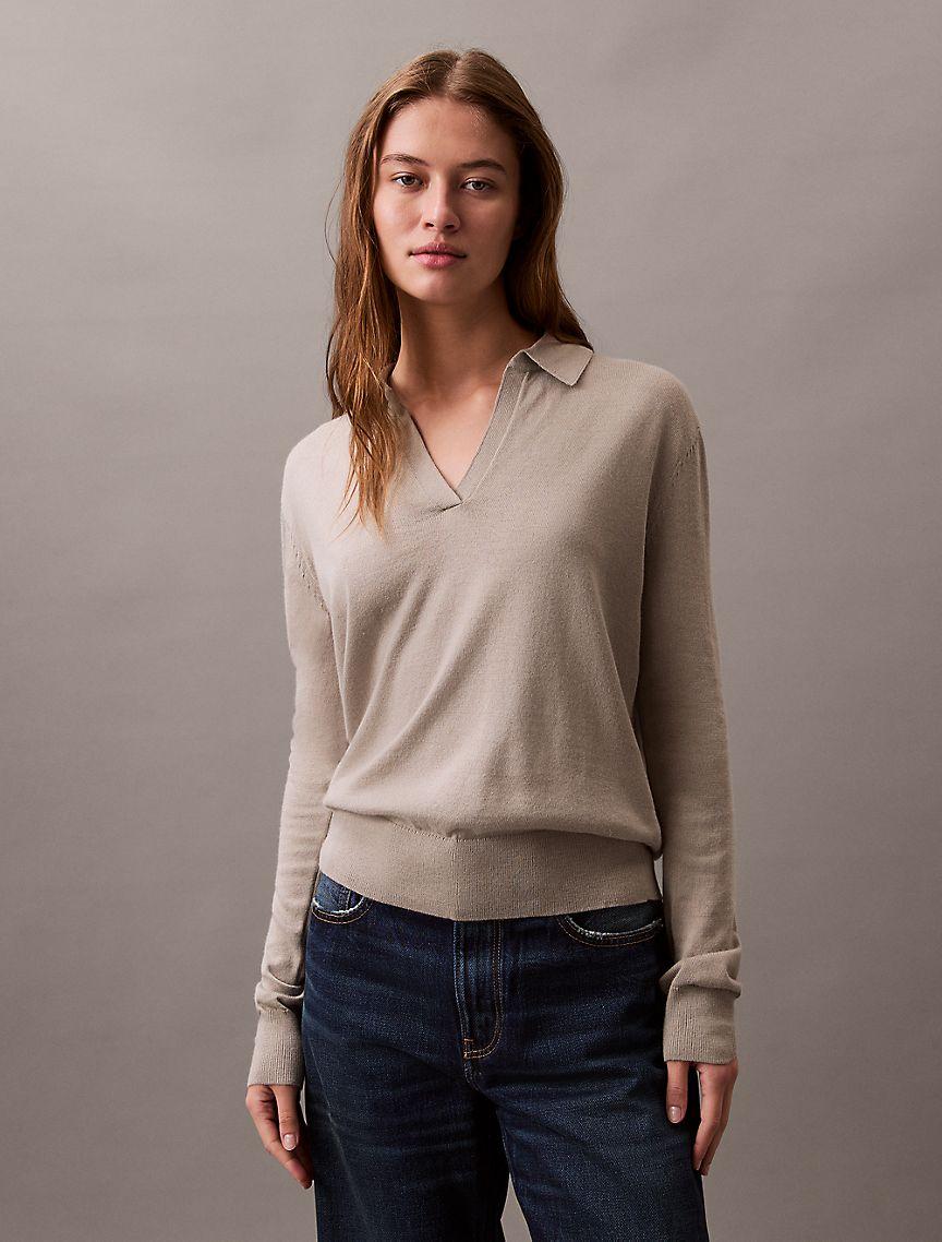 Extra Fine Merino Blend Polo Sweater Product Image