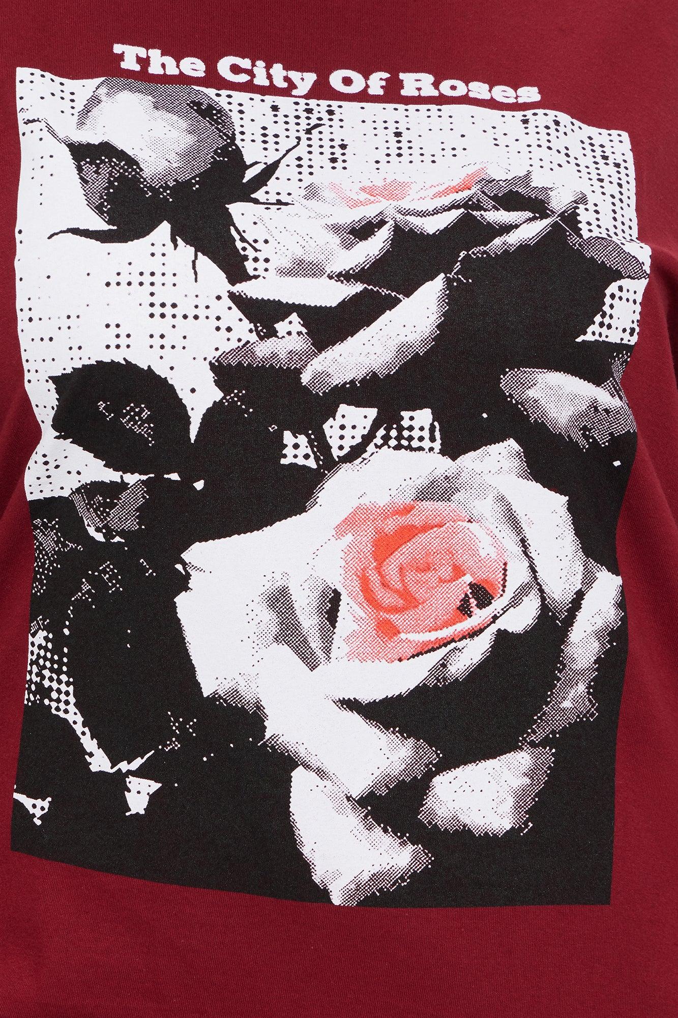 City Of Roses Oversized Tee - Burgundy Female Product Image