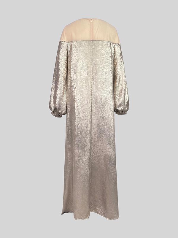 A-Line Loose Gauze See-Through Shiny Split-Joint Round-Neck Evening Dresses Maxi Dresses Product Image