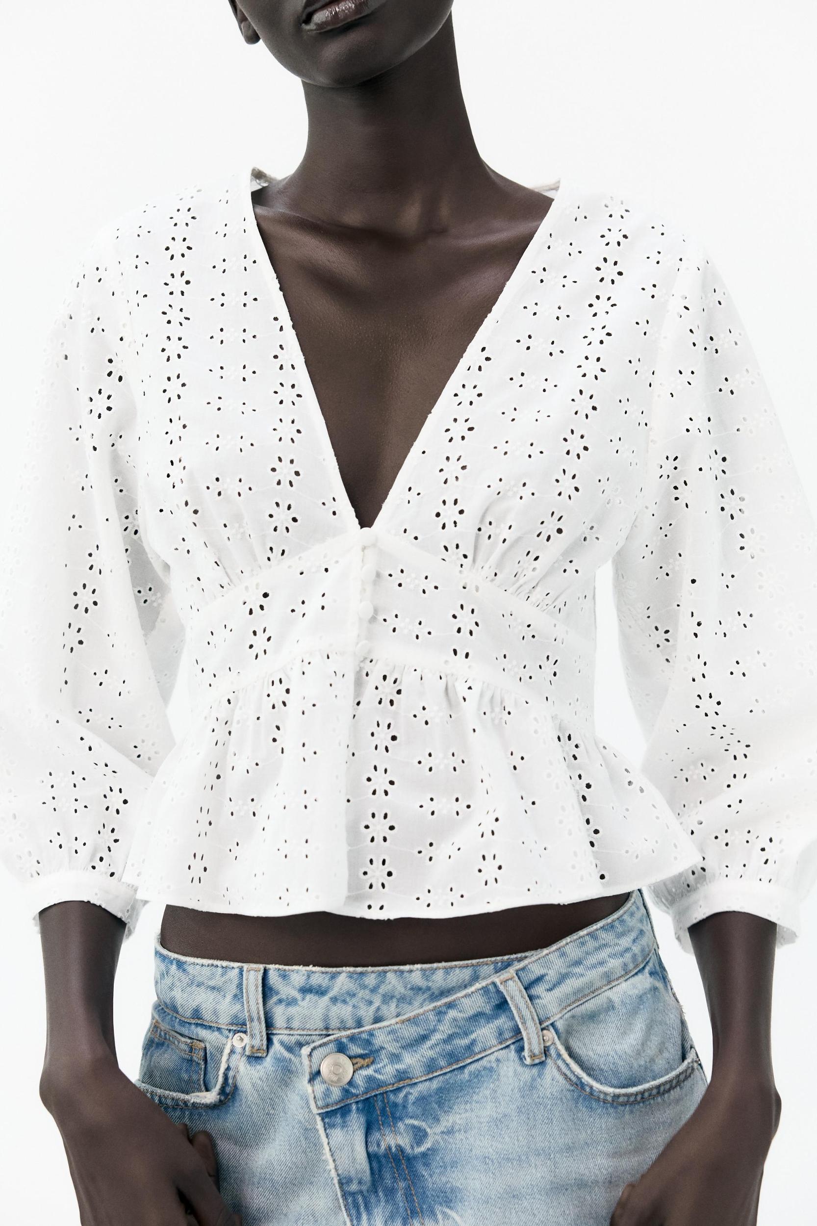 EYELET EMBROIDERY SHIRT Product Image