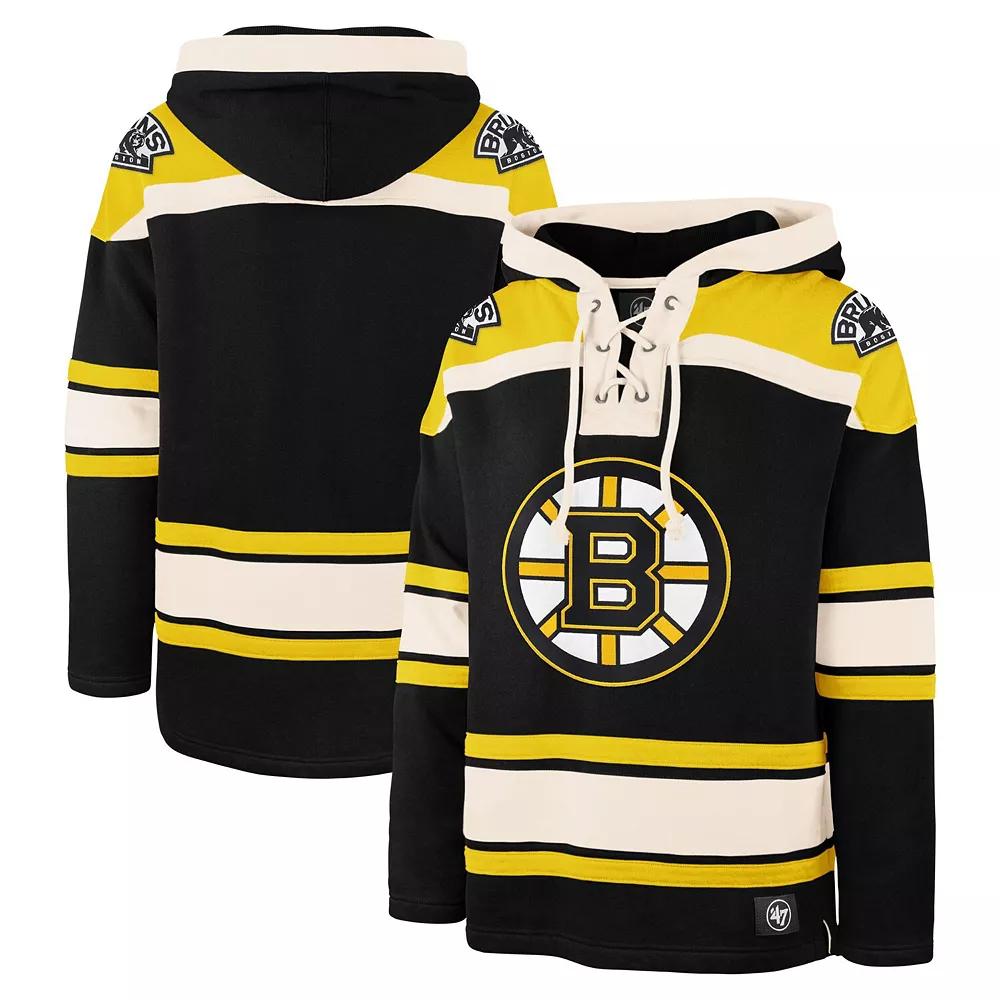Men's '47 Black Boston Bruins Big & Tall Superior Lacer Pullover Hoodie, Size: 4XLT Product Image