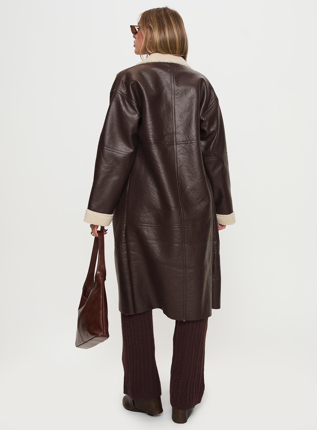 Ammelia Shearling Long-line Jacket Brown Product Image