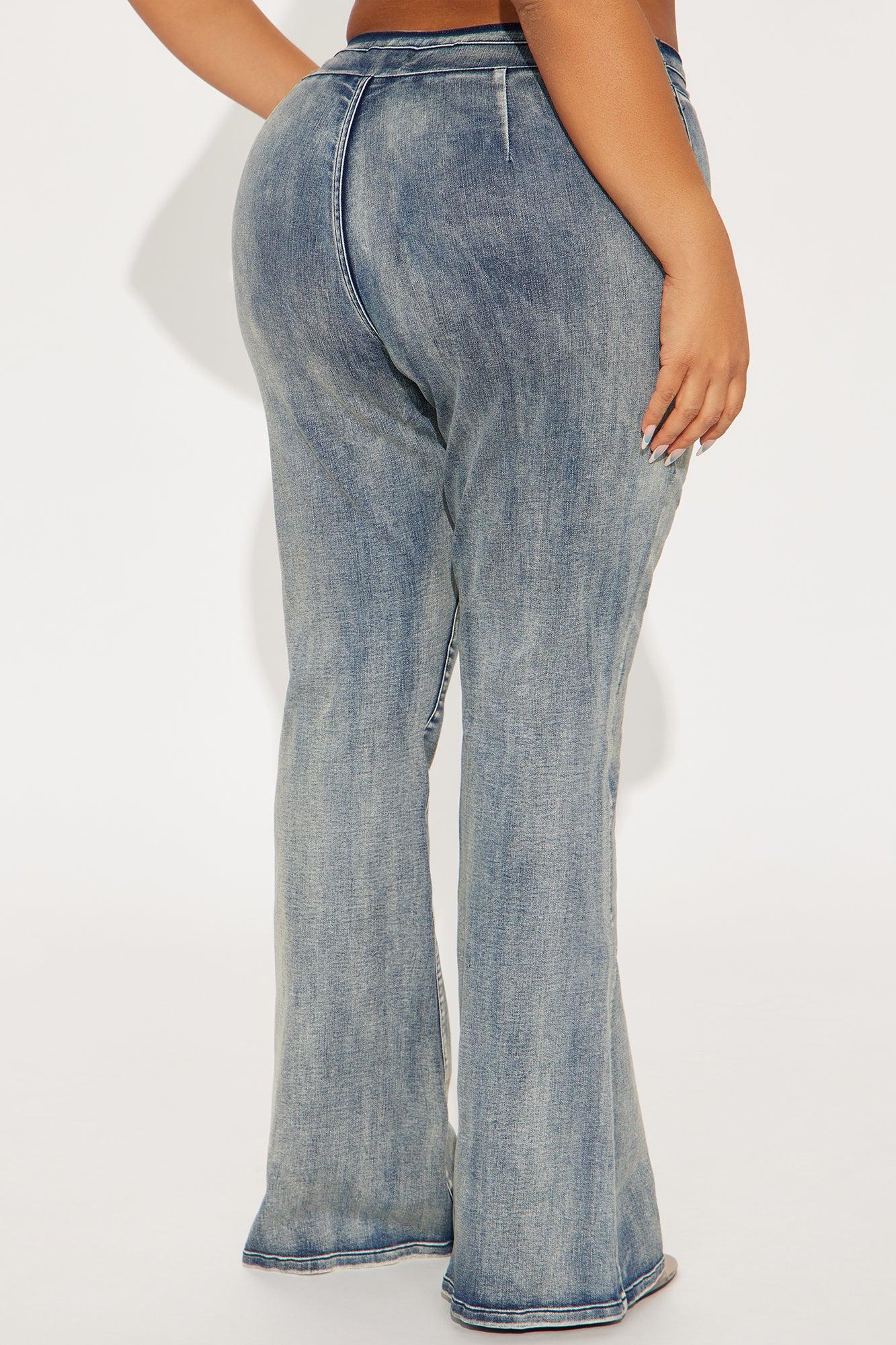 Ride On Womens Low Rise Flare Jeans - Vintage Wash Female Product Image