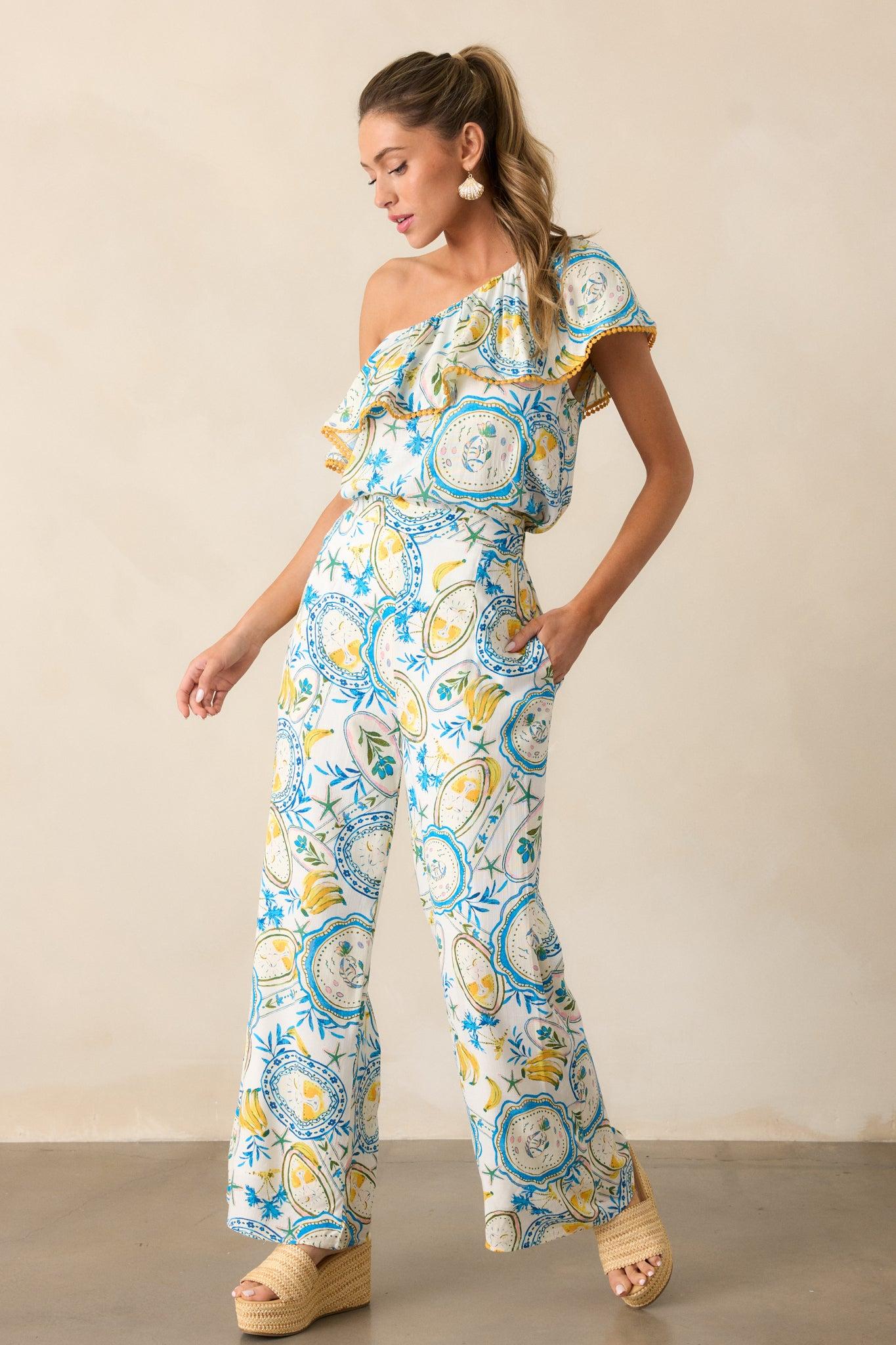 Switch It Up Ivory Tropical Print Pants Product Image
