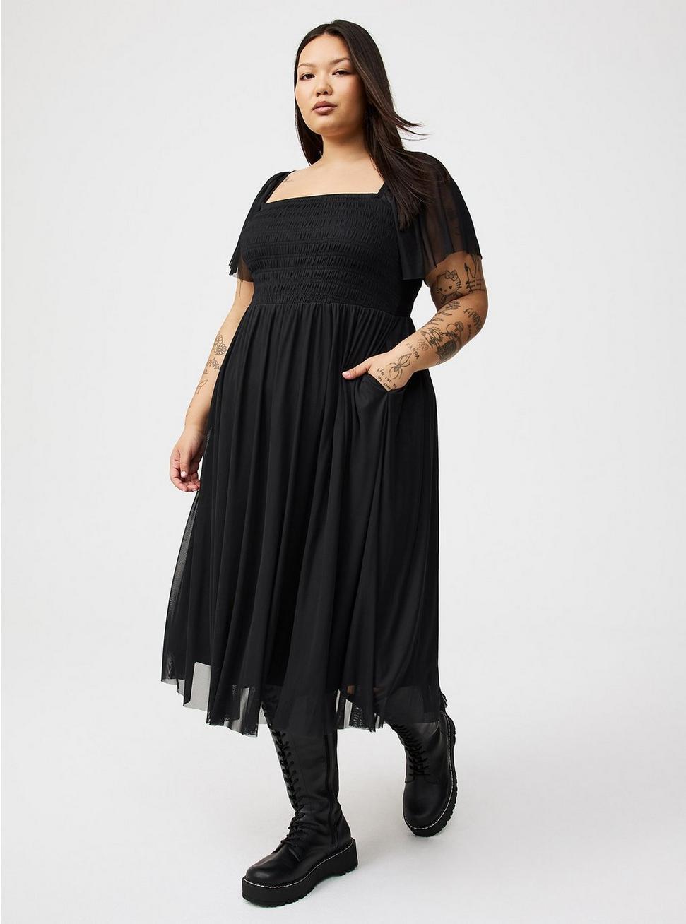 Flutter Sleeve Tea Length Dress Product Image