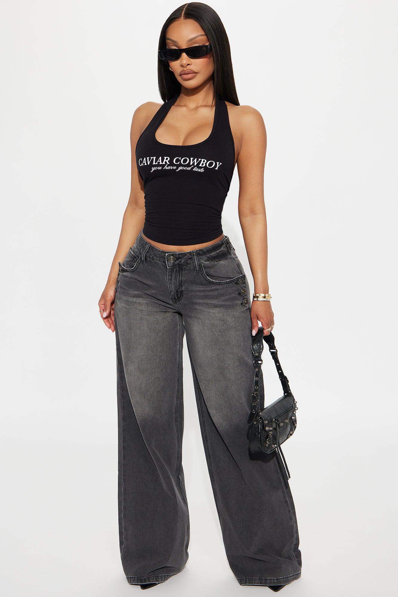 Caviar Cowboy Halter Top - Black Product Image