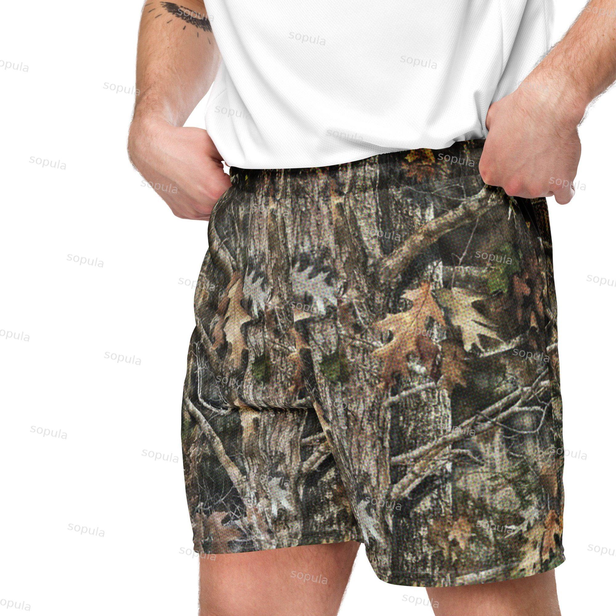 Vintage Stylish Camo Trunk Graphic Casual Street Mesh Shorts Product Image