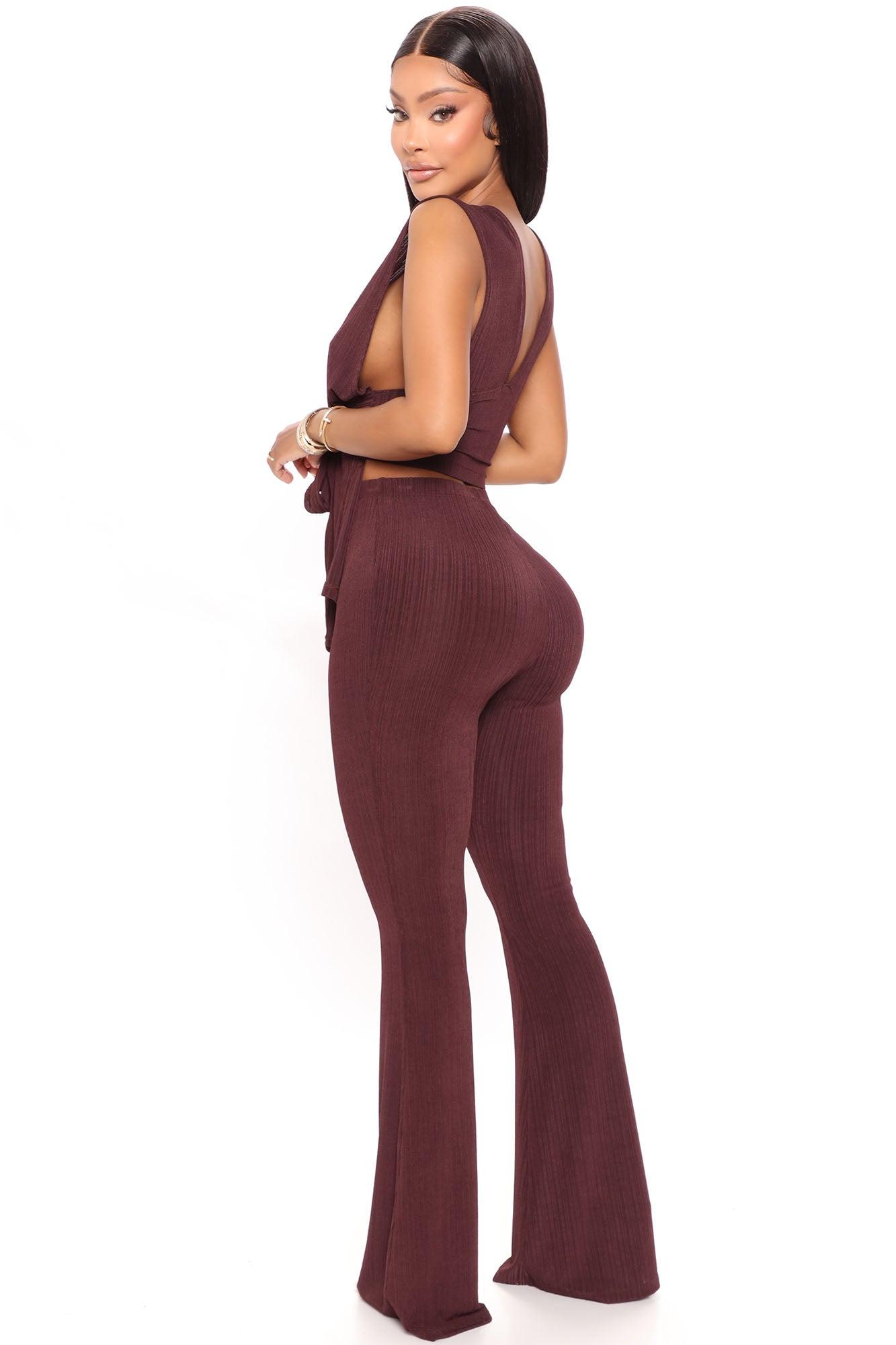 Marceline Ribbed Pant Set 33.5 - Chocolate Product Image