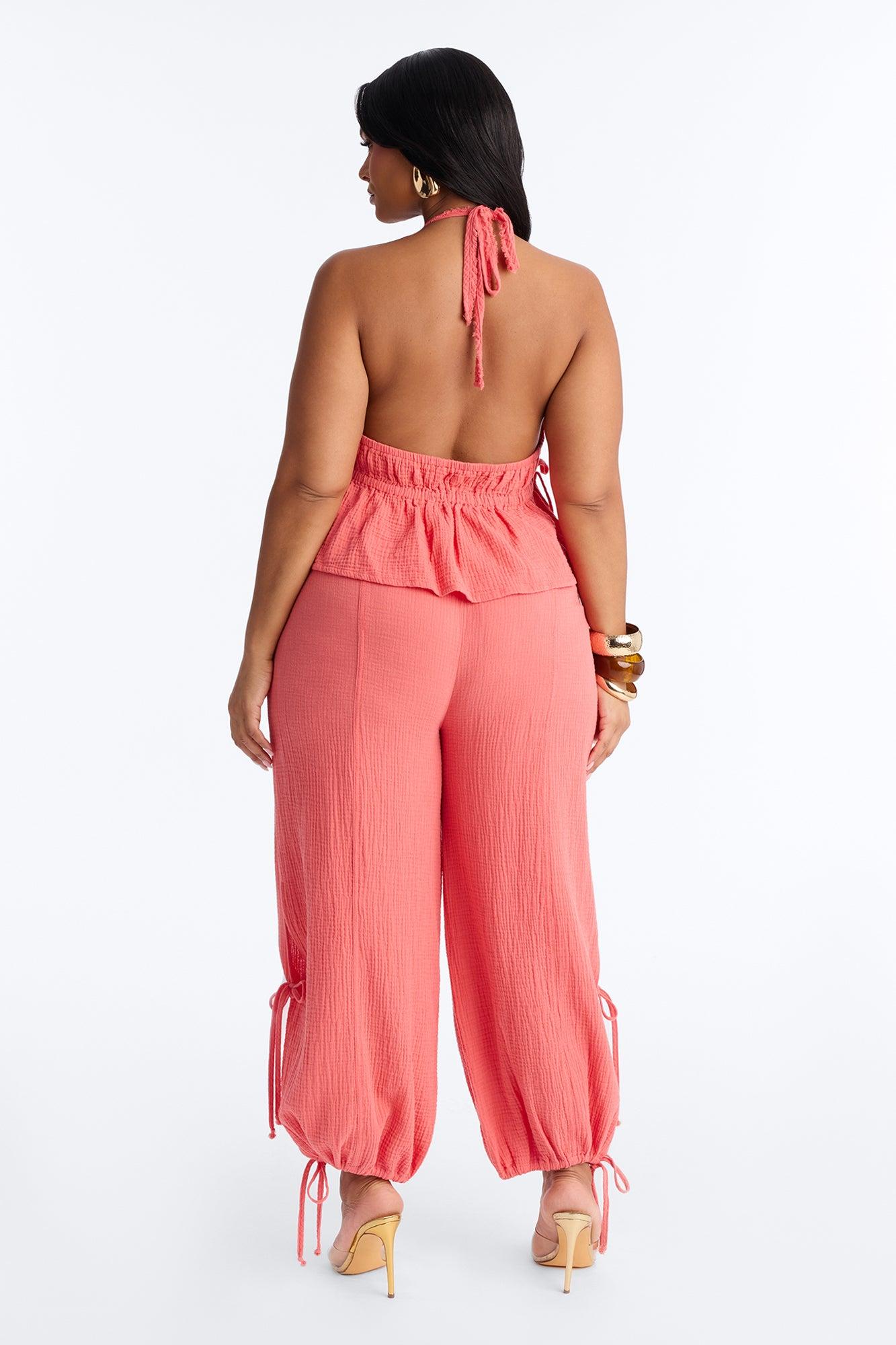Azuki Balloon Pant Set - Coral Female Product Image