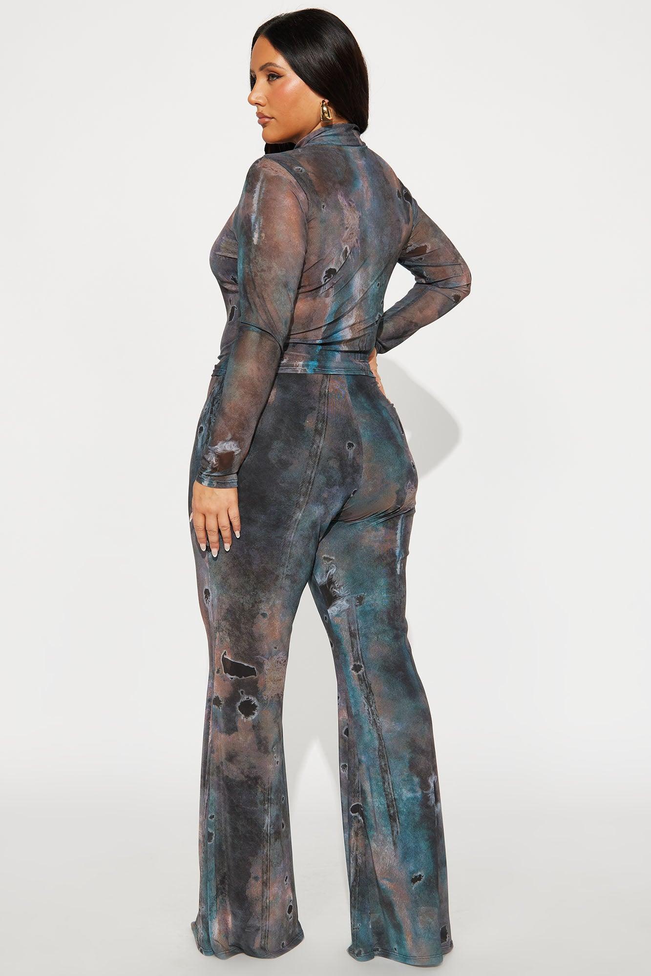 Taking Shots Mesh Pant Set - Charcoal/combo Female Product Image