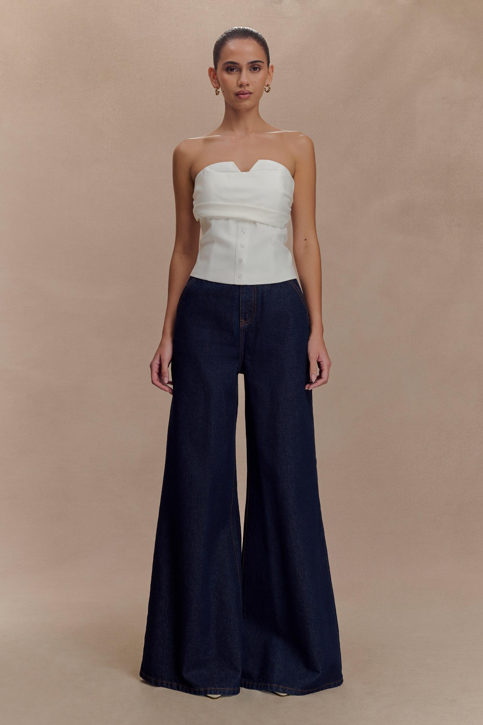 Zillah Strapless Cotton Top - White Product Image