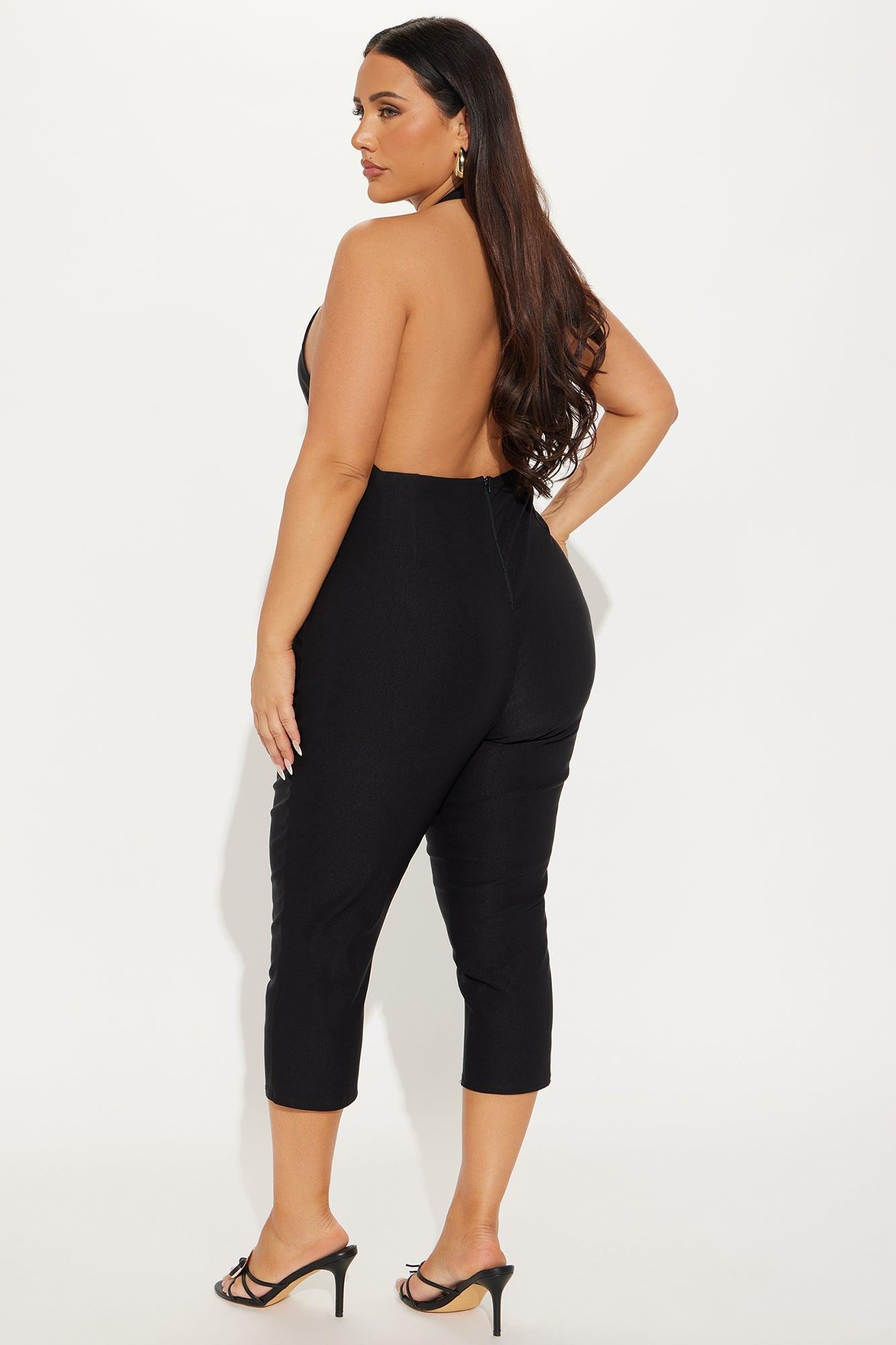 Crossed Your Mind Capri Jumpsuit - Black Product Image