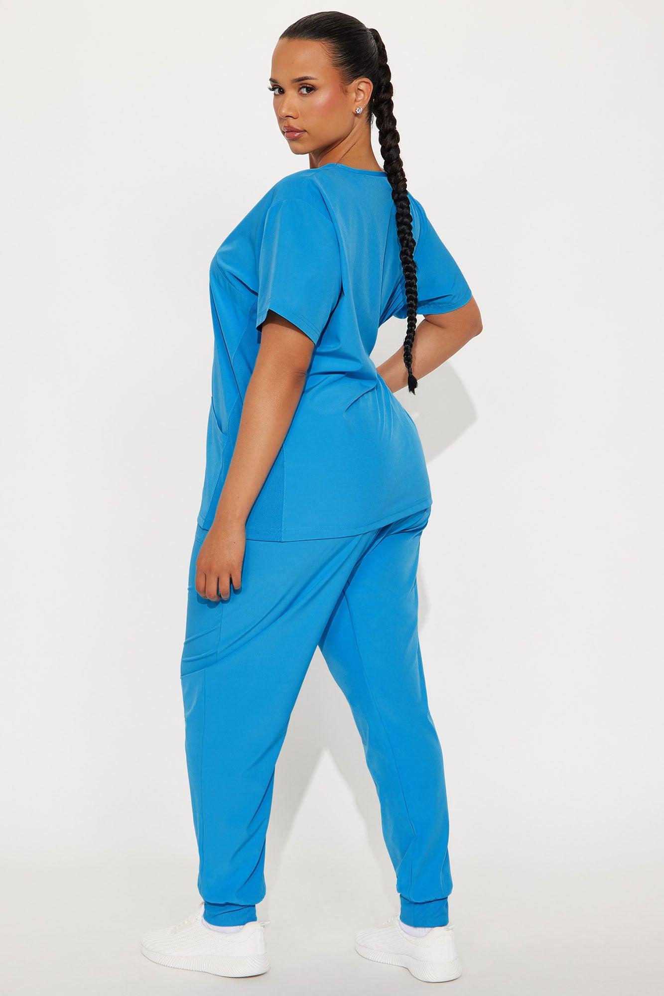 Overtime 4 Way Stretch Scrub Jogger Set - Turquoise Female Product Image
