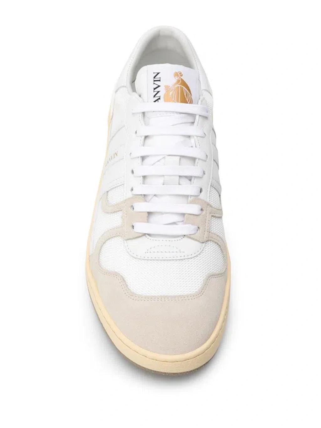 LANVIN Mesh And Leather Clay Sneakers With In White Product Image