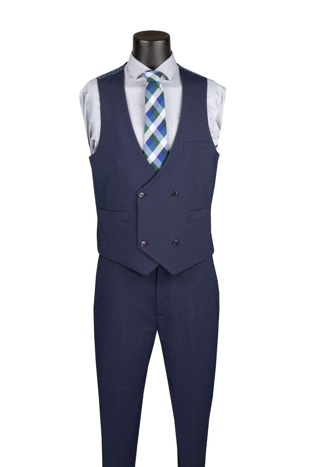 Master Collection - Regular Fit Men's 2 Piece Banded Collar Tuxedo Navy Male Product Image