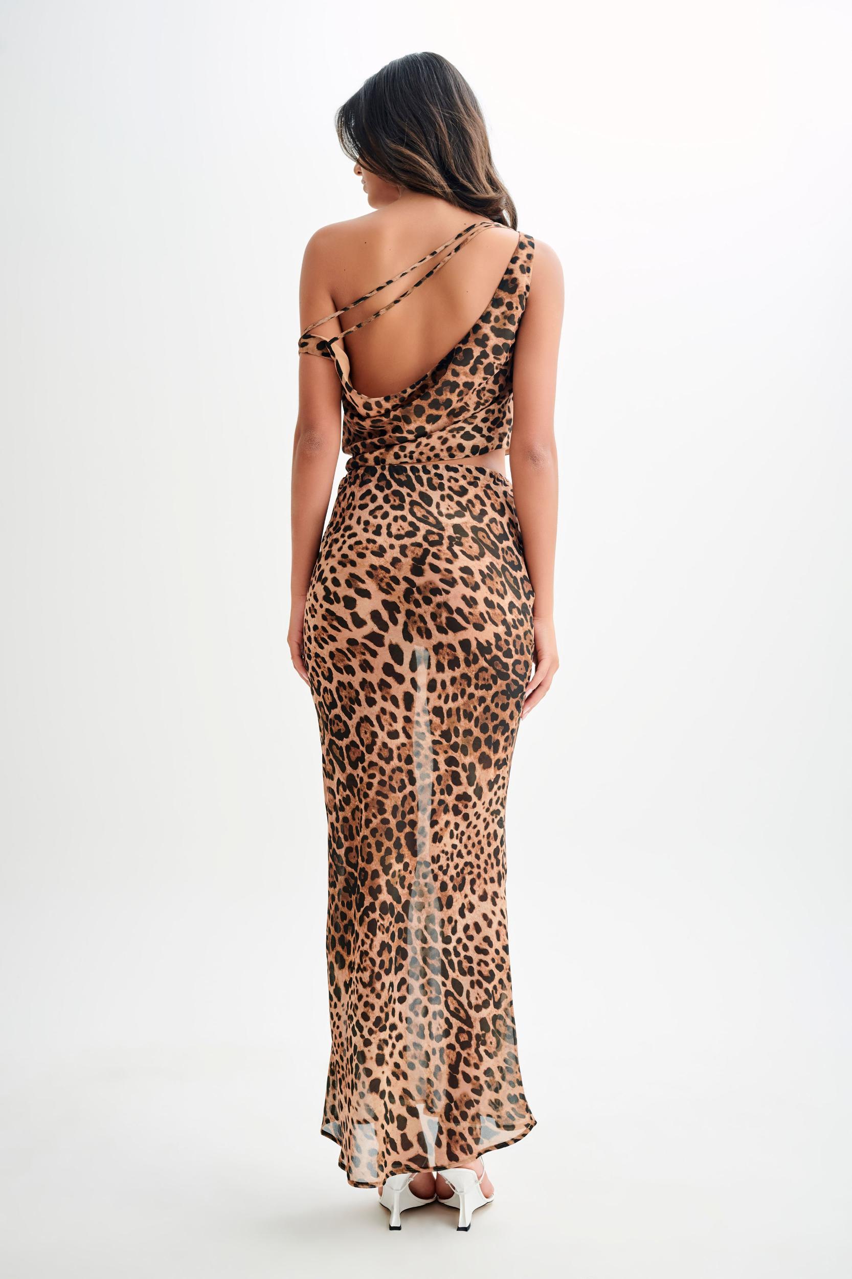 Yvonne Chiffon Off Shoulder Top - Leopard Print Product Image