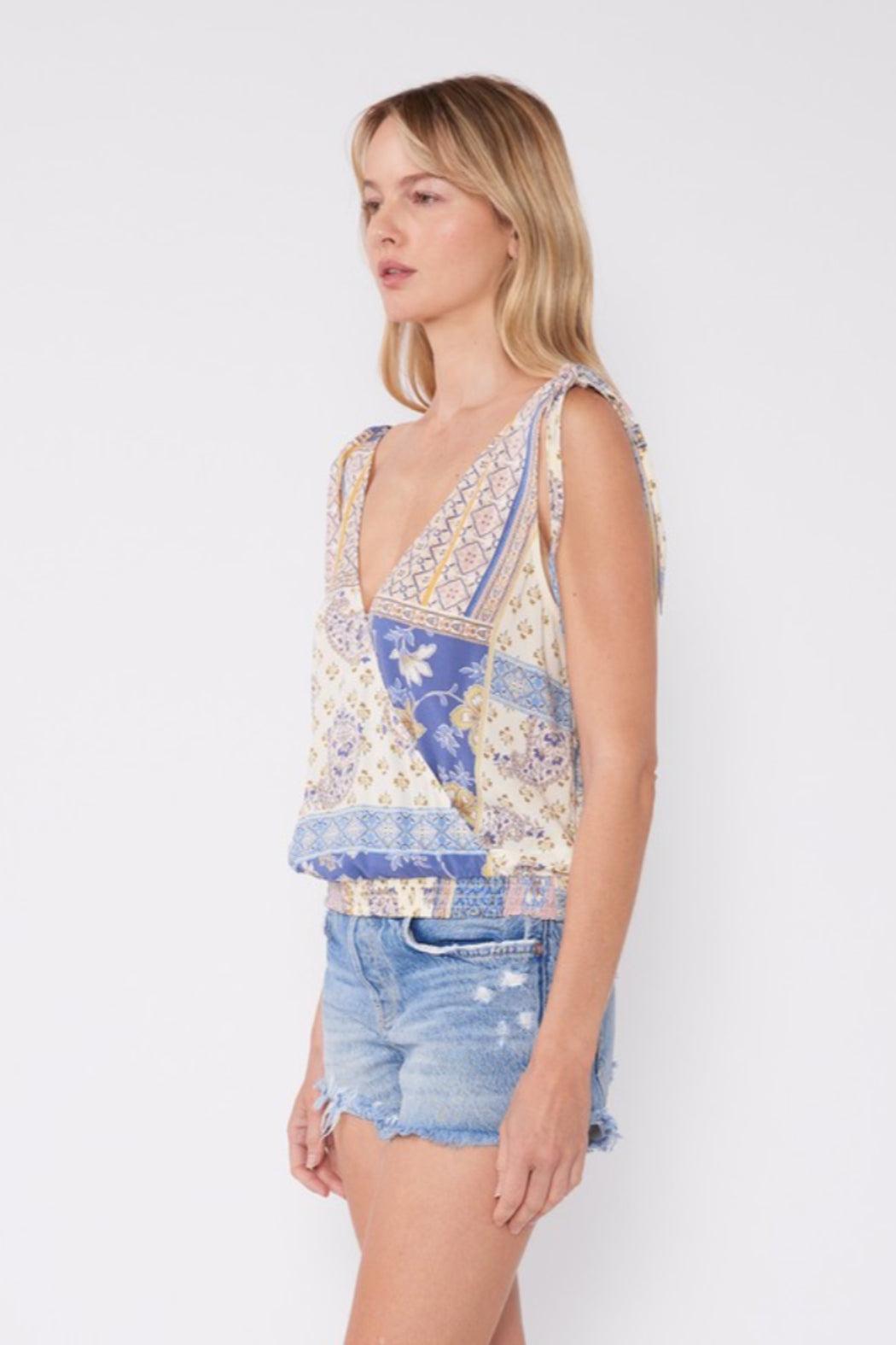 Patchwork Smocked Tank Top Product Image