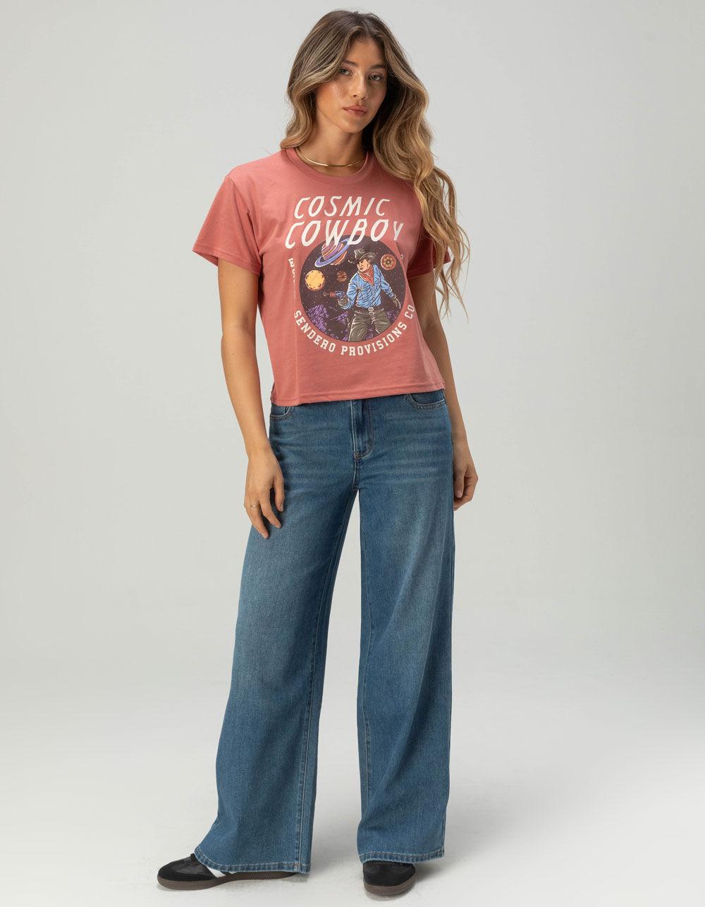 SENDERO PROVISIONS CO. Cosmic Cowboy Womens Crop Tee - SUNBAKED Product Image