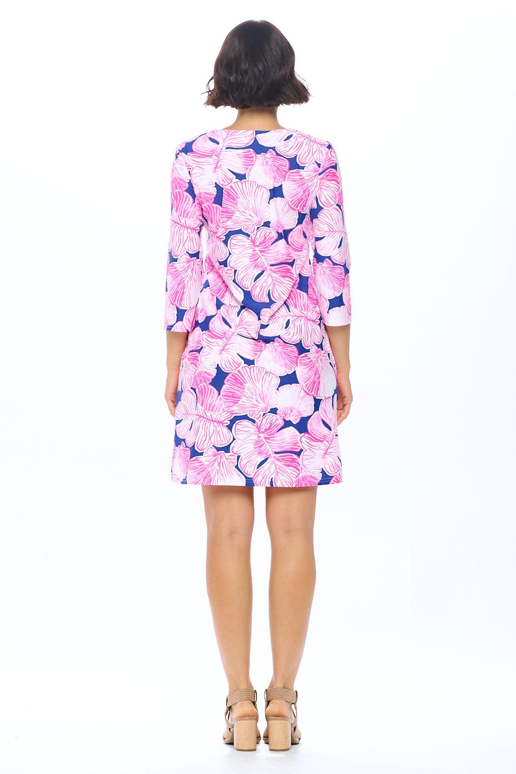 Navy Split Neck Dress Product Image