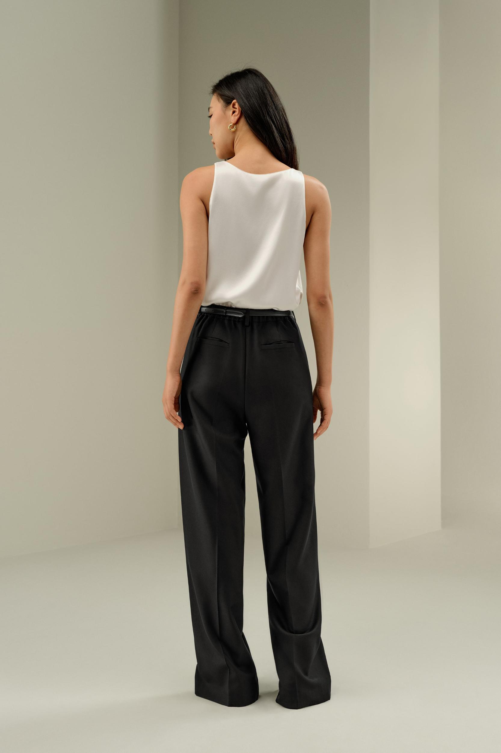 LILYSILK Women'S Wool Slacks - Black Wool Silk Blend - Ultimate Luxury Machine Washable Trousers 16 Product Image