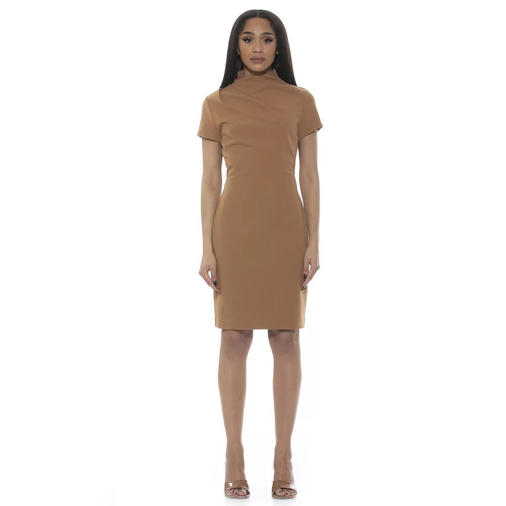 Women's ALEXIA ADMOR Chantria Draped Mini Mockneck Dress,  Product Image