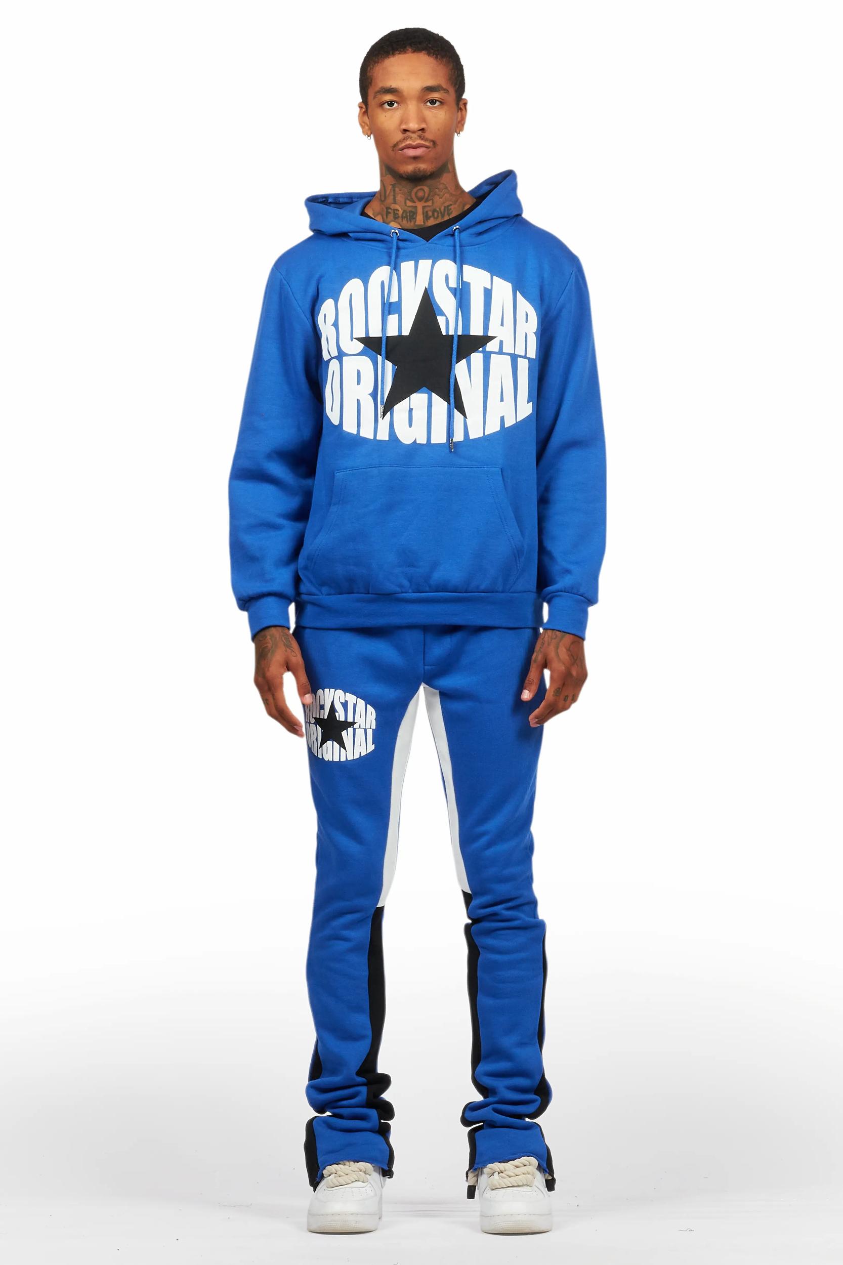 States Royal Blue Hoodie Stacked Flare Track Set Male Product Image
