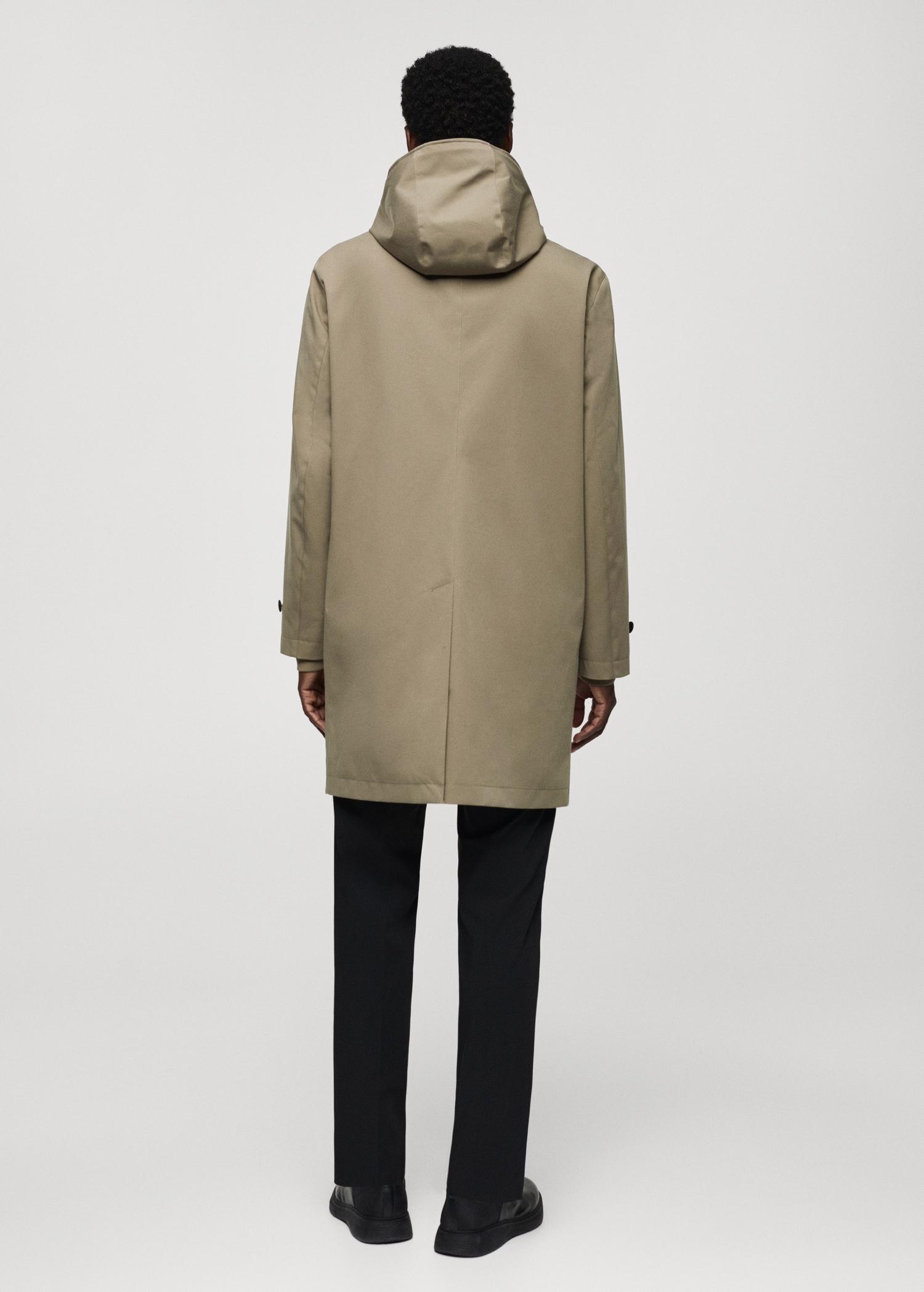 Water-repellent hooded parka - Men | MANGO USA Product Image