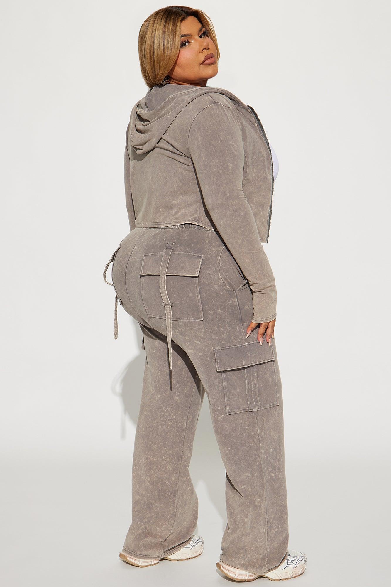 Maeve Mineral Wash Jogger Set - Taupe Product Image