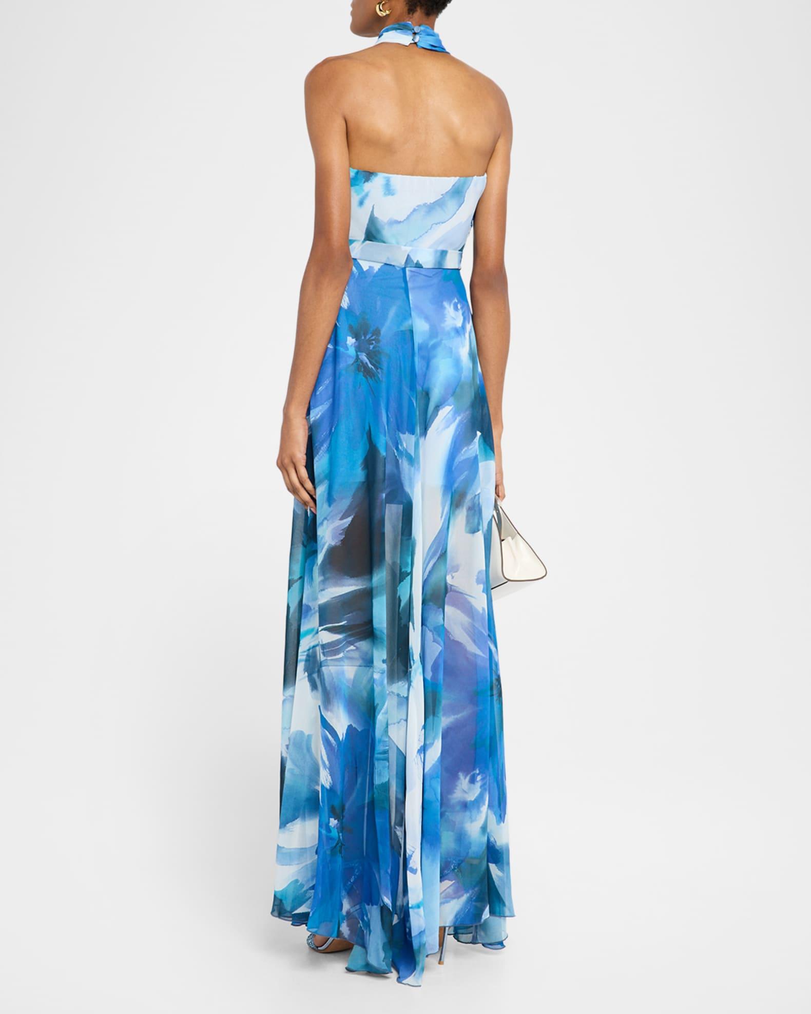 Floral Georgette Halter Gown Product Image