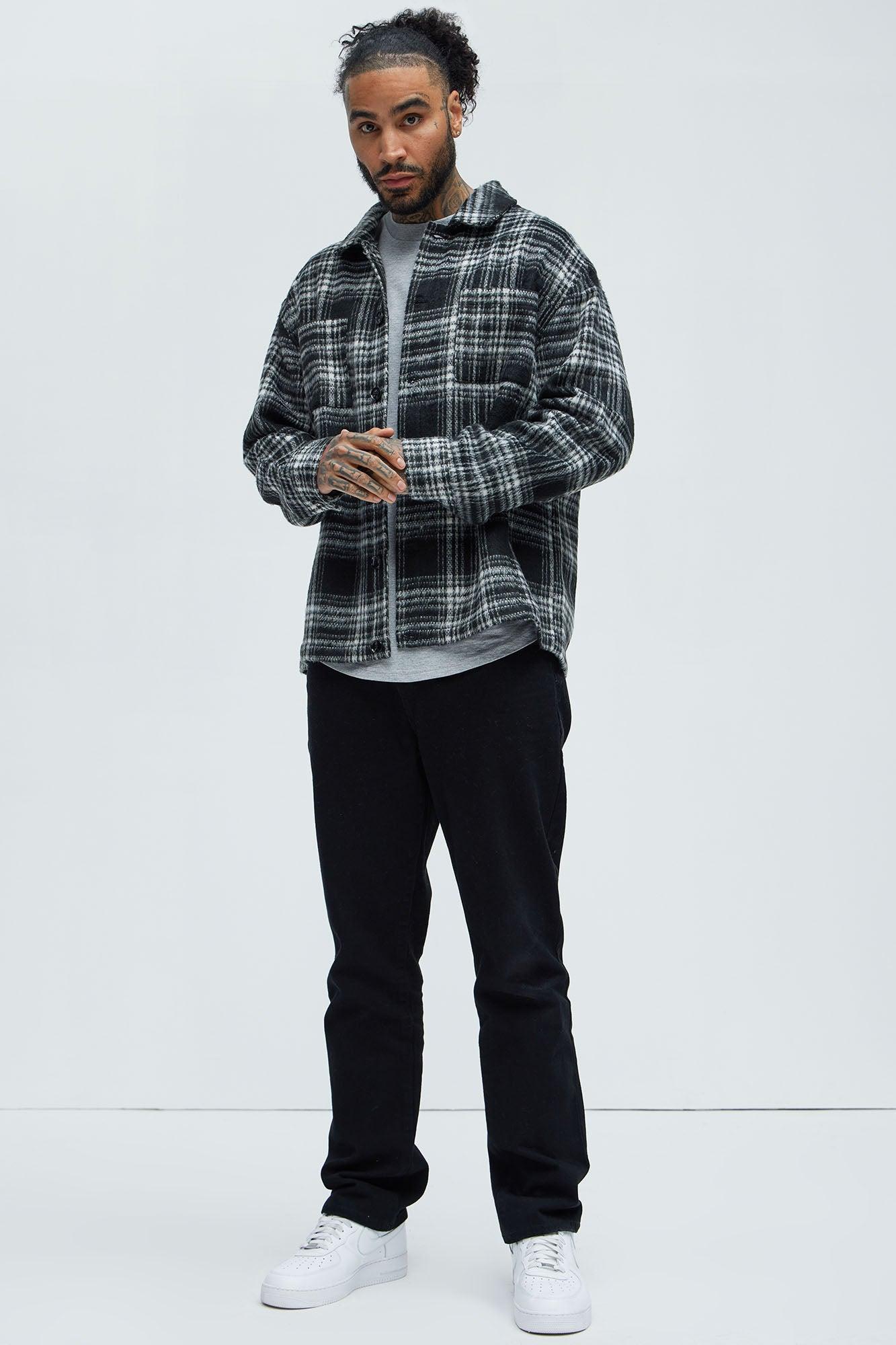 Agua Plaid Shacket - Black/White Male Product Image