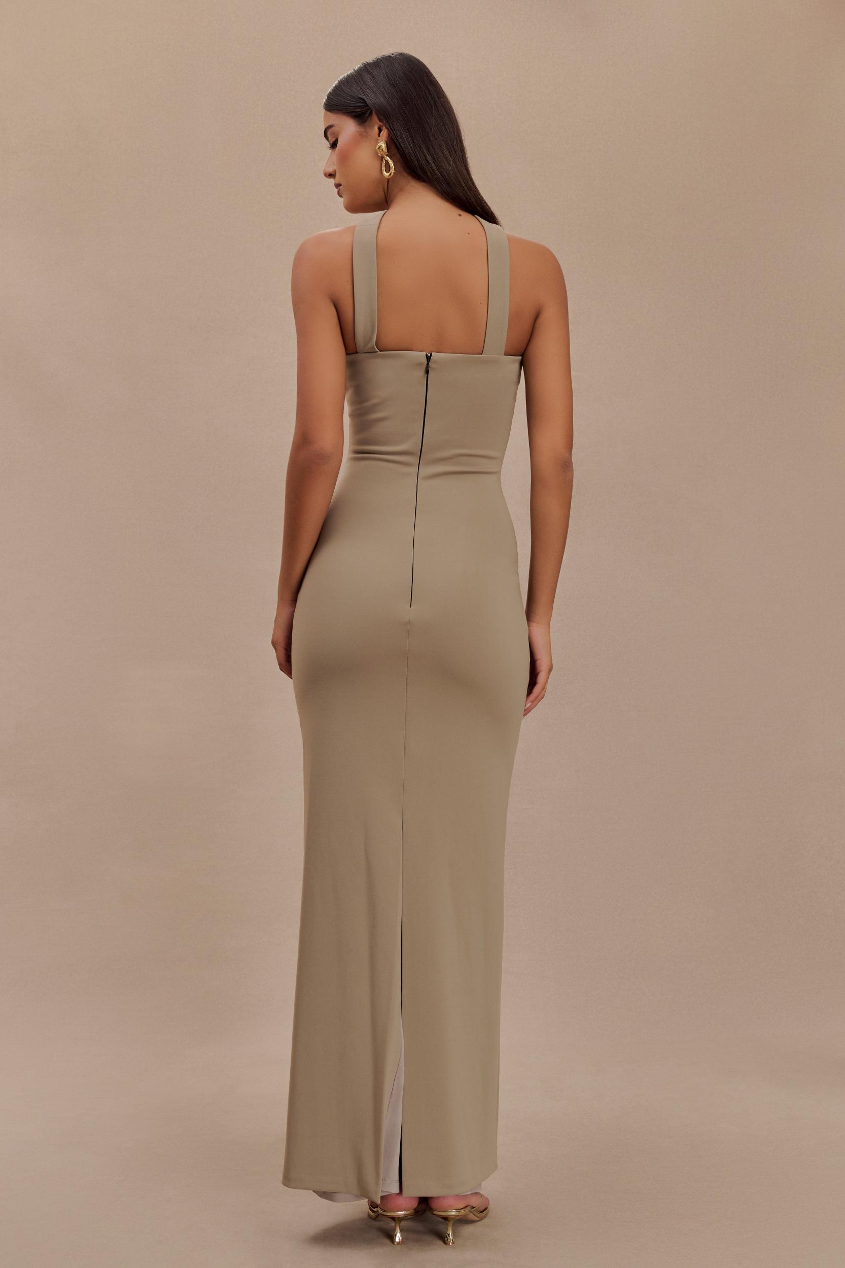 Velma Halter Collar Maxi Dress - Mushroom Product Image