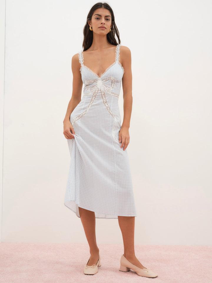 Bluebell Gingham Midi Dress — Blue Product Image