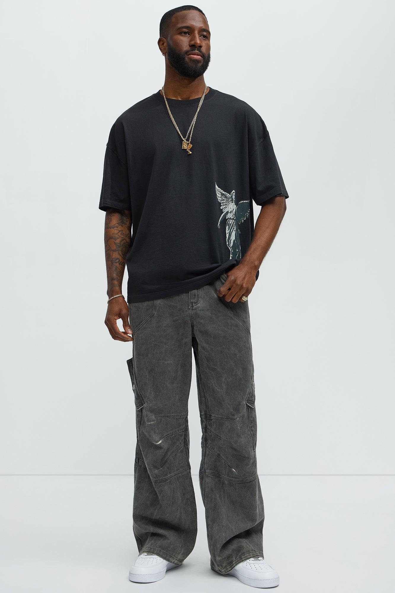 Spread Light Oversized Short Sleeve Tee - Black Wash Male Product Image